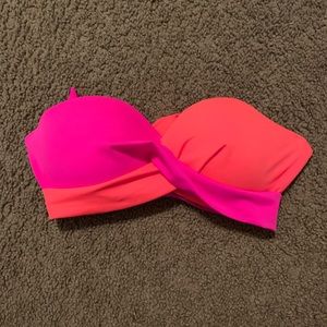 PINK Brand pink and orange strapless top